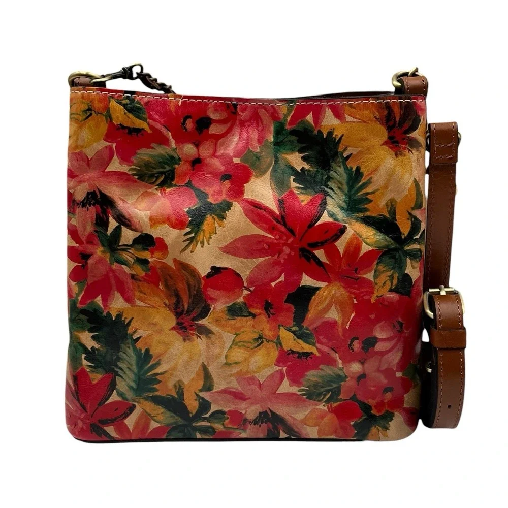 Patricia Nash Women's Ledra Leather Bucket Crossbody Purse Spring Floral Print